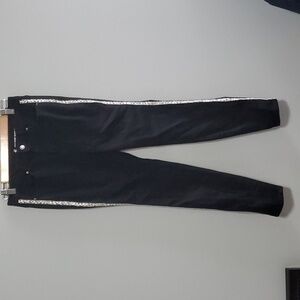 New York & Company Jeans Womens Size 6 Black White Side Stripe Fabric Comfy
